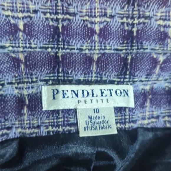 Pendleton Lavender Purple Plaid Blazer 100% Wool Tab Sleeves Cropped Sz 10P - Picture 9 of 11